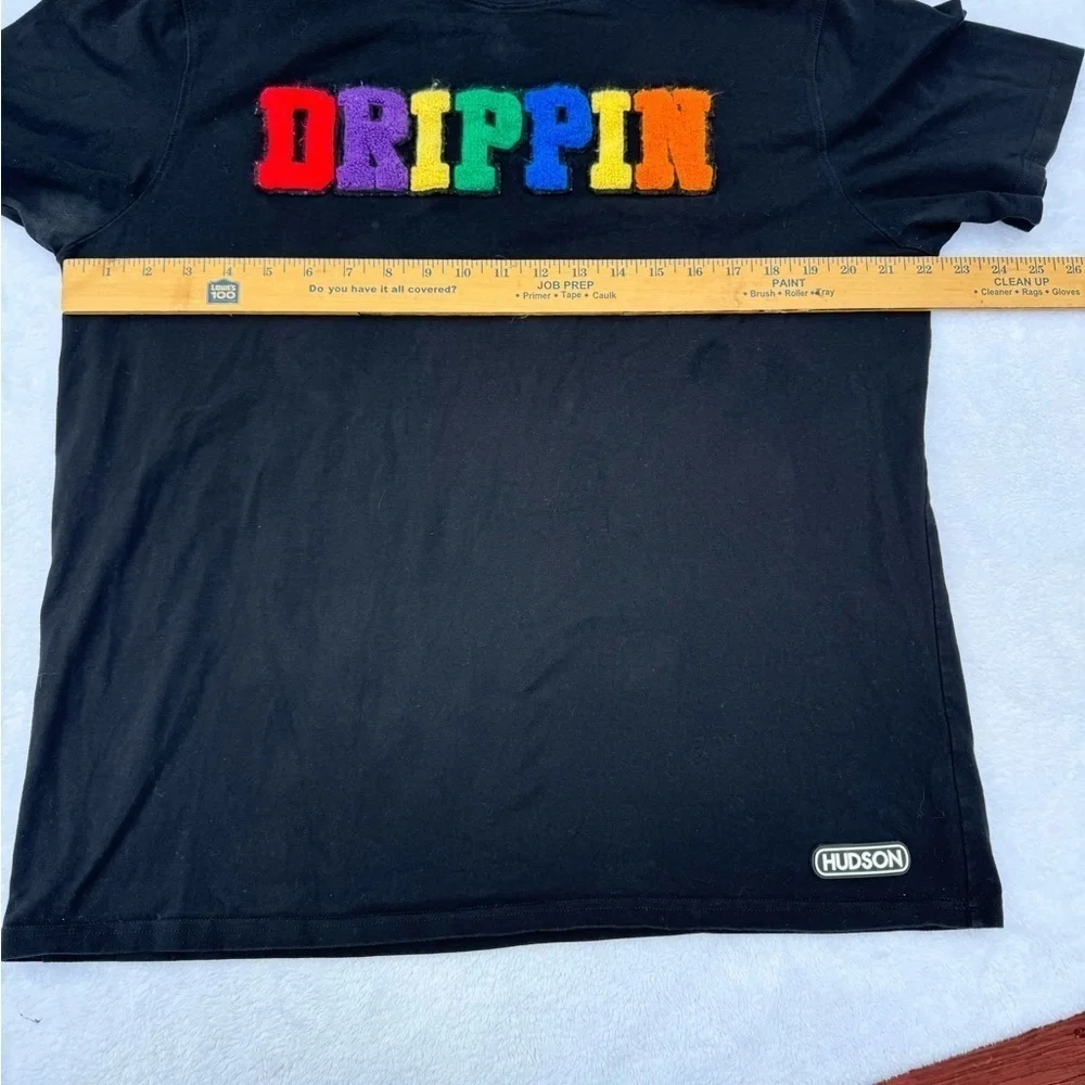 Hudson Outerwear varsity shirt sleeve DRIPPIN shirt men’s 2X black rainbow words